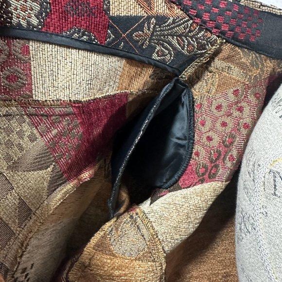 Vintage Tapestry Earth Tone Mandarin Full Zip jacket color blocked 2X - Picture 6 of 9